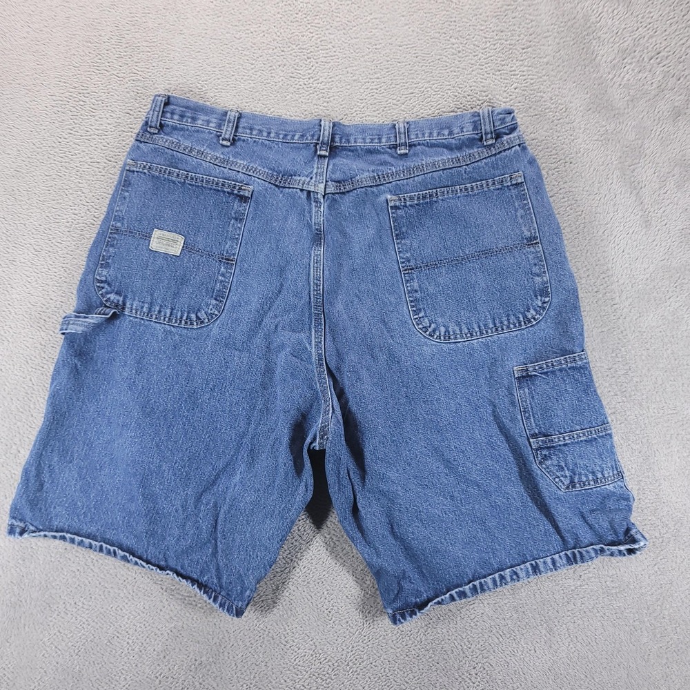 Wrangler Shorts Mens 38 Blue Denim Carpenter Cargo Relaxed 9" Workwear Jorts